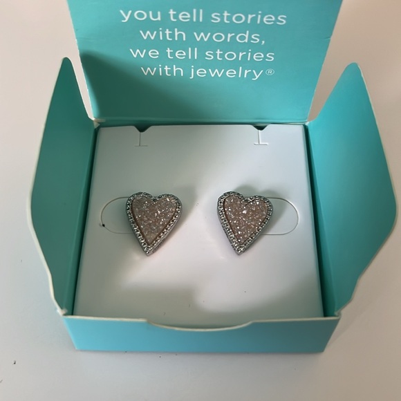 Origami Owl Jewelry - Origami Owl SILVER + ROSE QUARTZ HEART Earrings